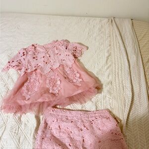 Pink Lace Dress and Short Set unique size 4-6.